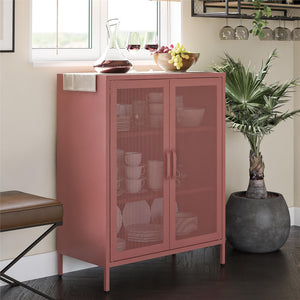 Novogratz Channing 2 Door Accent Cabinet-Mesh Metal Locker - Terracotta