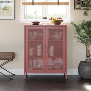 Novogratz Channing 2 Door Accent Cabinet-Mesh Metal Locker - Terracotta