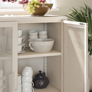 Novogratz Channing 2 Door Accent Cabinet-Mesh Metal Locker - Parchment