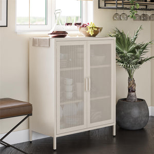 Novogratz Channing 2 Door Accent Cabinet-Mesh Metal Locker - Parchment