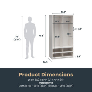 Systembuild Evolution Perry Park Modular Extra Wide Wardrobe with Open Shelves - Ivory Oak