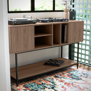 Novogratz Cooper Media Credenza/DJ Stand - Danish Walnut