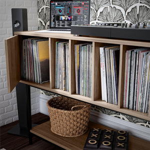 Novogratz Cooper Media Credenza/DJ Stand - Danish Walnut