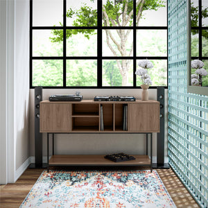 Novogratz Cooper Media Credenza/DJ Stand - Danish Walnut
