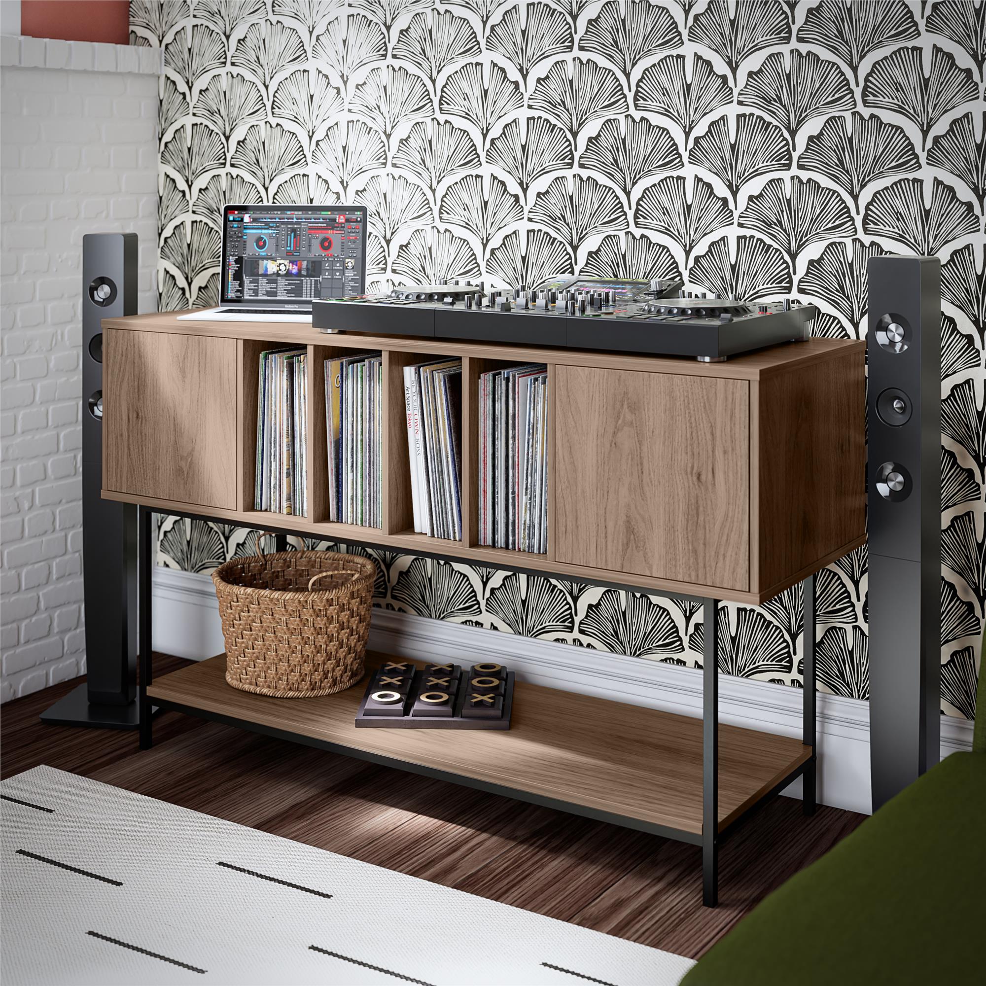 Novogratz Cooper Media Credenza/DJ Stand - Danish Walnut