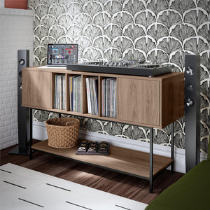 Novogratz Cooper Media Credenza/DJ Stand - Danish Walnut