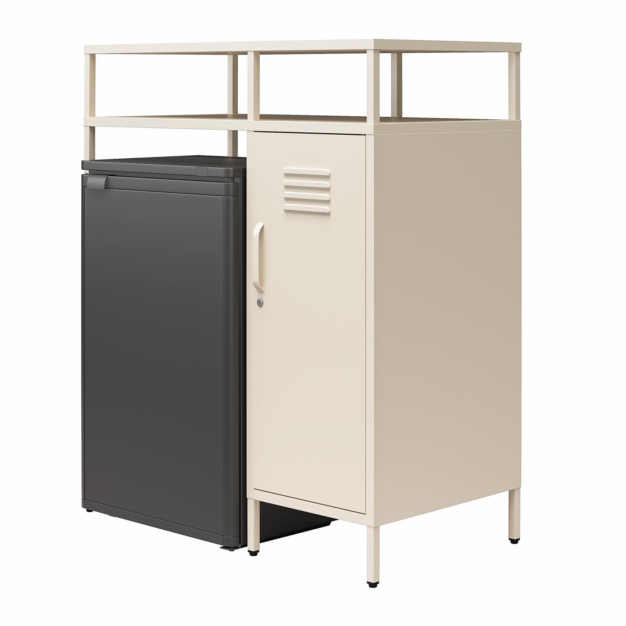 Novogratz Cache Metal Locker-Style Mini Refrigerator Organizer - Parchment