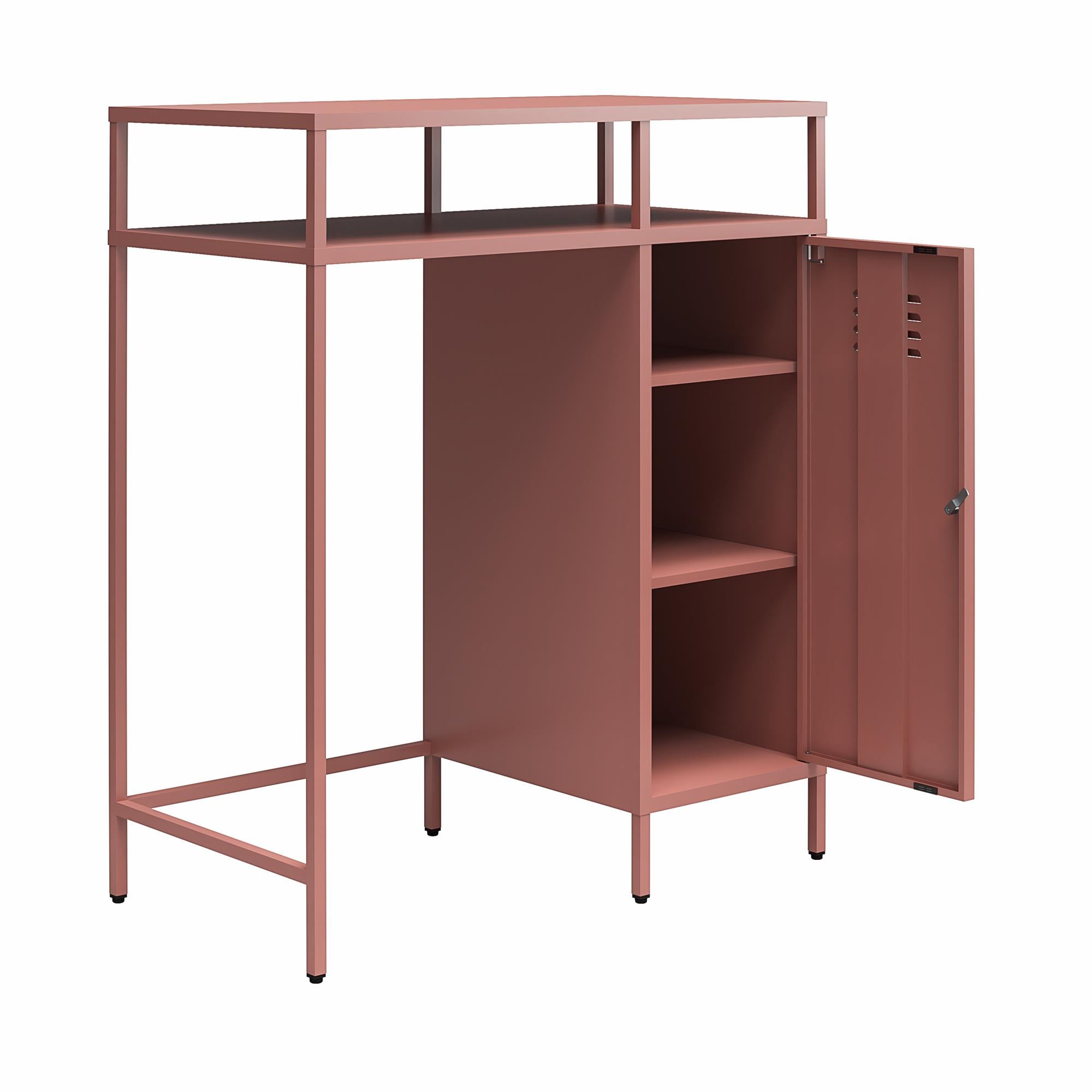 Novogratz Cache Metal Locker-Style Mini Refrigerator Organizer - Dusty Rose