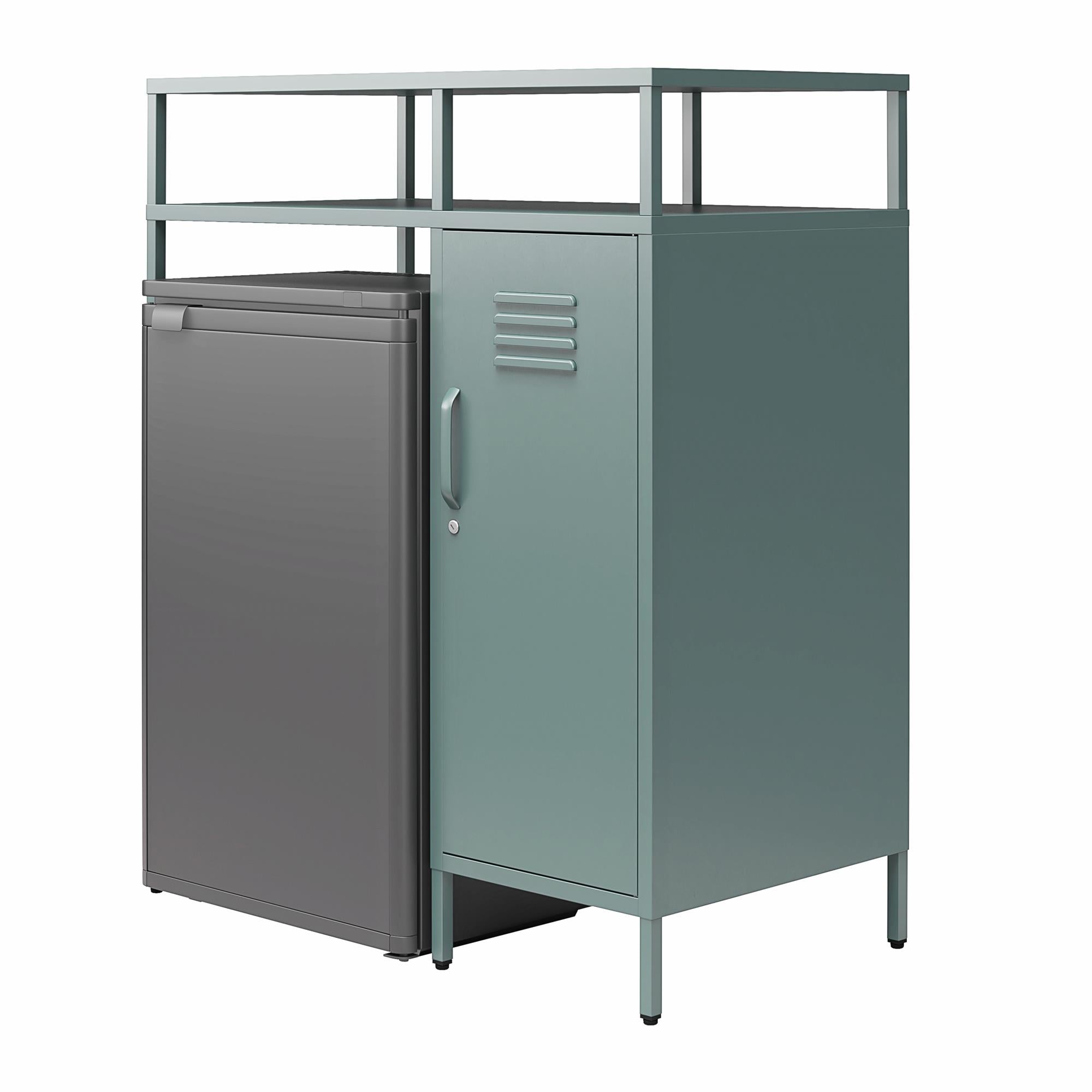 Novogratz Cache Metal Locker-Style Mini Refrigerator Organizer - Hunter Green