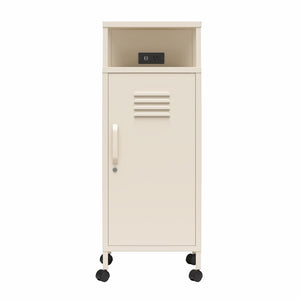 Novogratz Cache Metal Locker-Style Mobile Storage Cart - Parchment