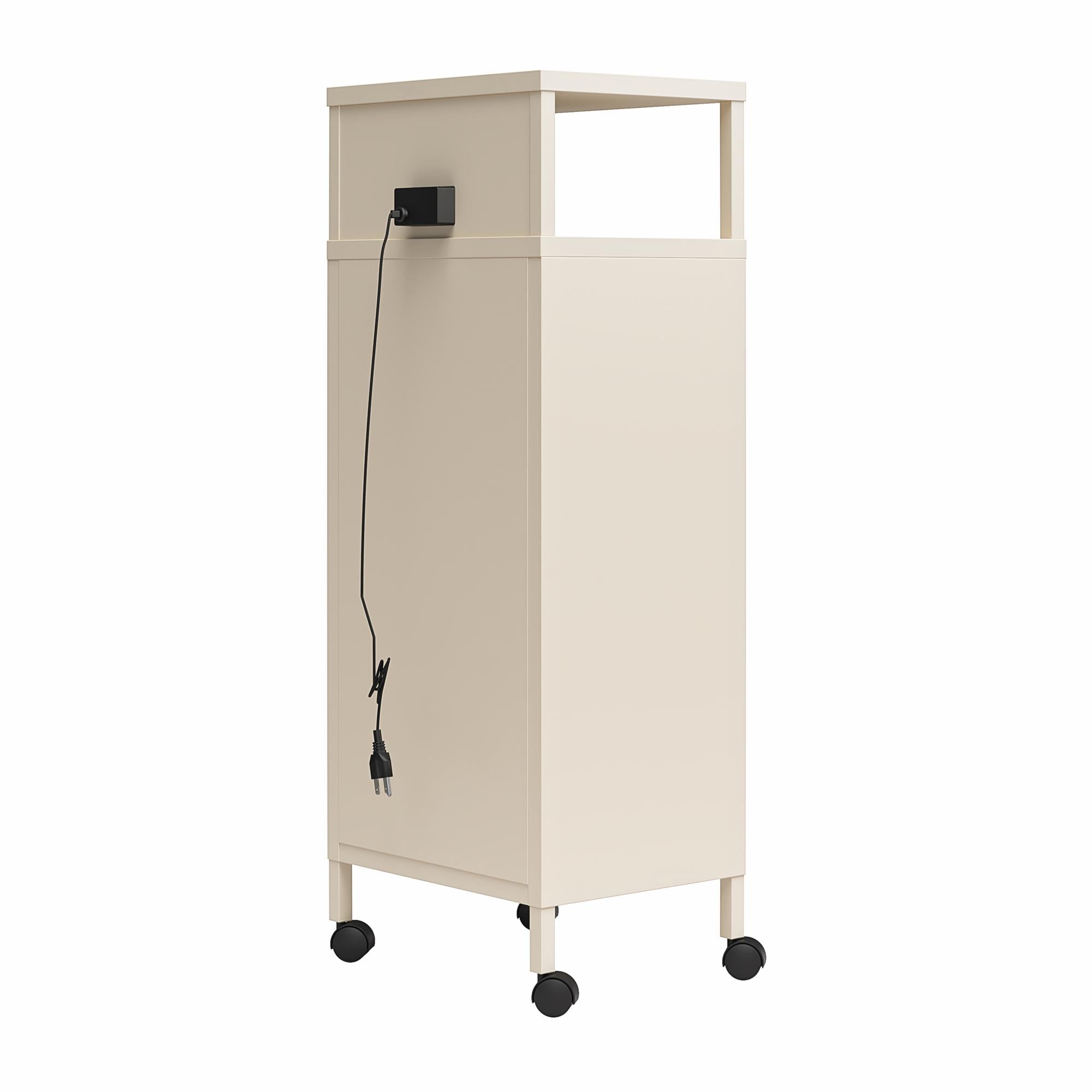 Novogratz Cache Metal Locker-Style Mobile Storage Cart - Parchment