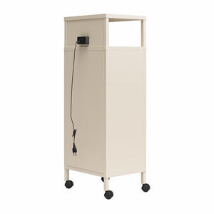 Novogratz Cache Metal Locker-Style Mobile Storage Cart - Parchment