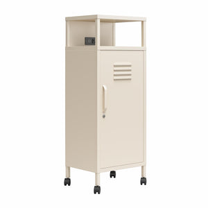 Novogratz Cache Metal Locker-Style Mobile Storage Cart - Parchment