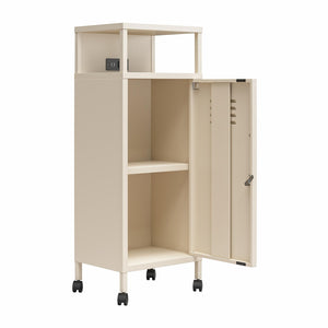 Novogratz Cache Metal Locker-Style Mobile Storage Cart - Parchment