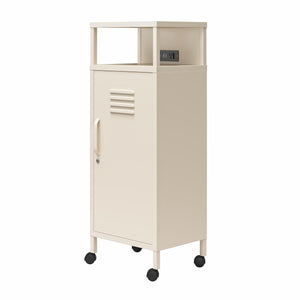Novogratz Cache Metal Locker-Style Mobile Storage Cart - Parchment