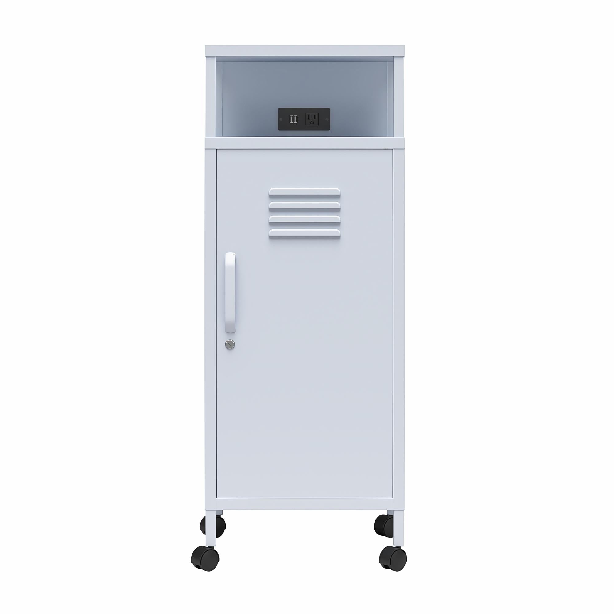 Novogratz Cache Metal Locker-Style Mobile Storage Cart - Powder Blue