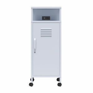 Novogratz Cache Metal Locker-Style Mobile Storage Cart - Powder Blue