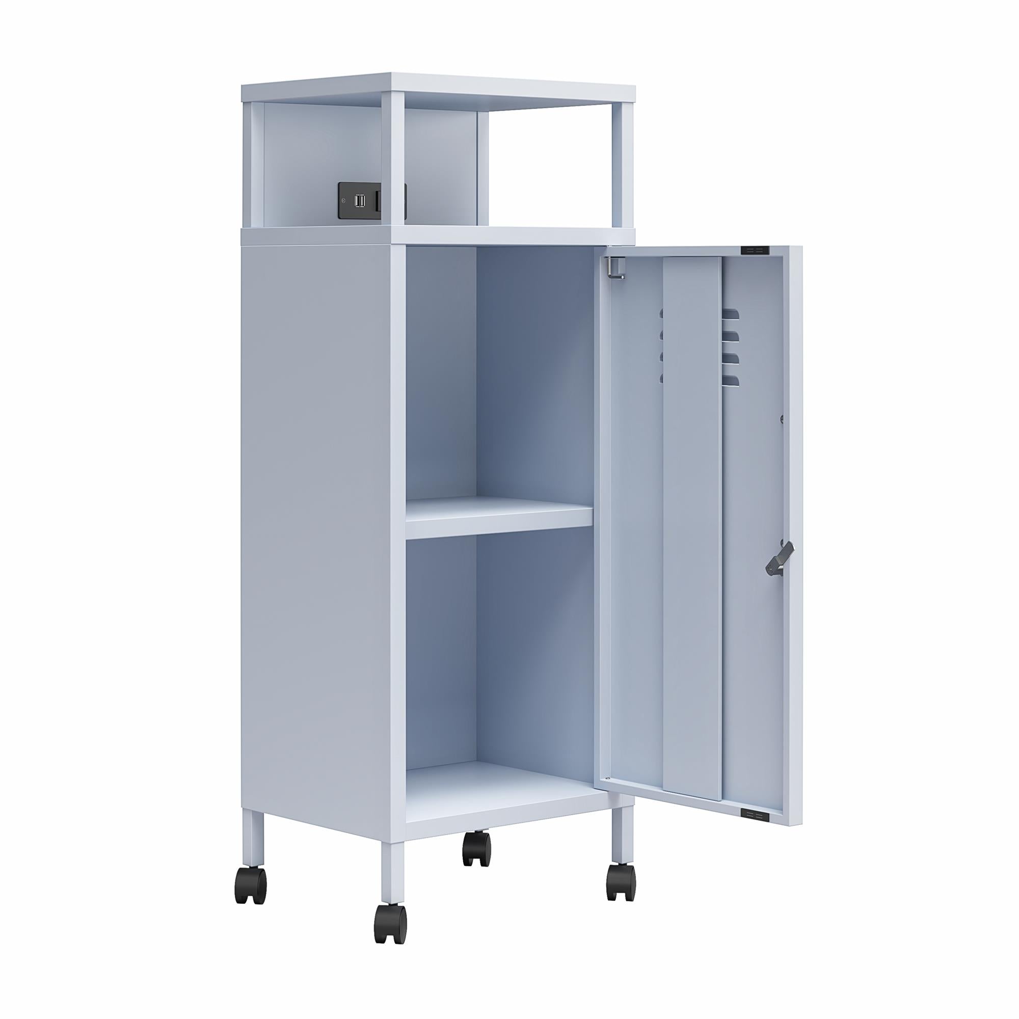 Novogratz Cache Metal Locker-Style Mobile Storage Cart - Powder Blue