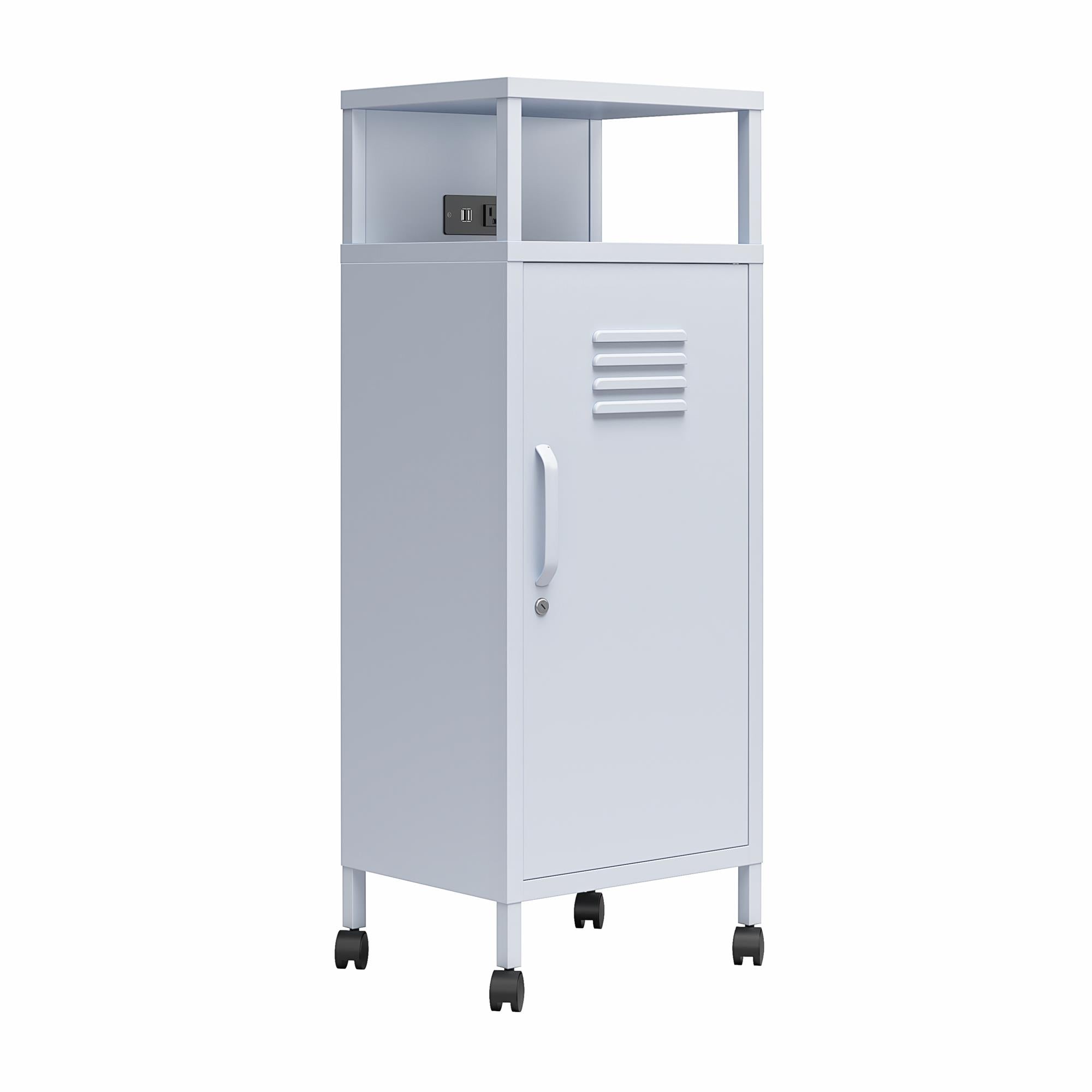 Novogratz Cache Metal Locker-Style Mobile Storage Cart - Powder Blue