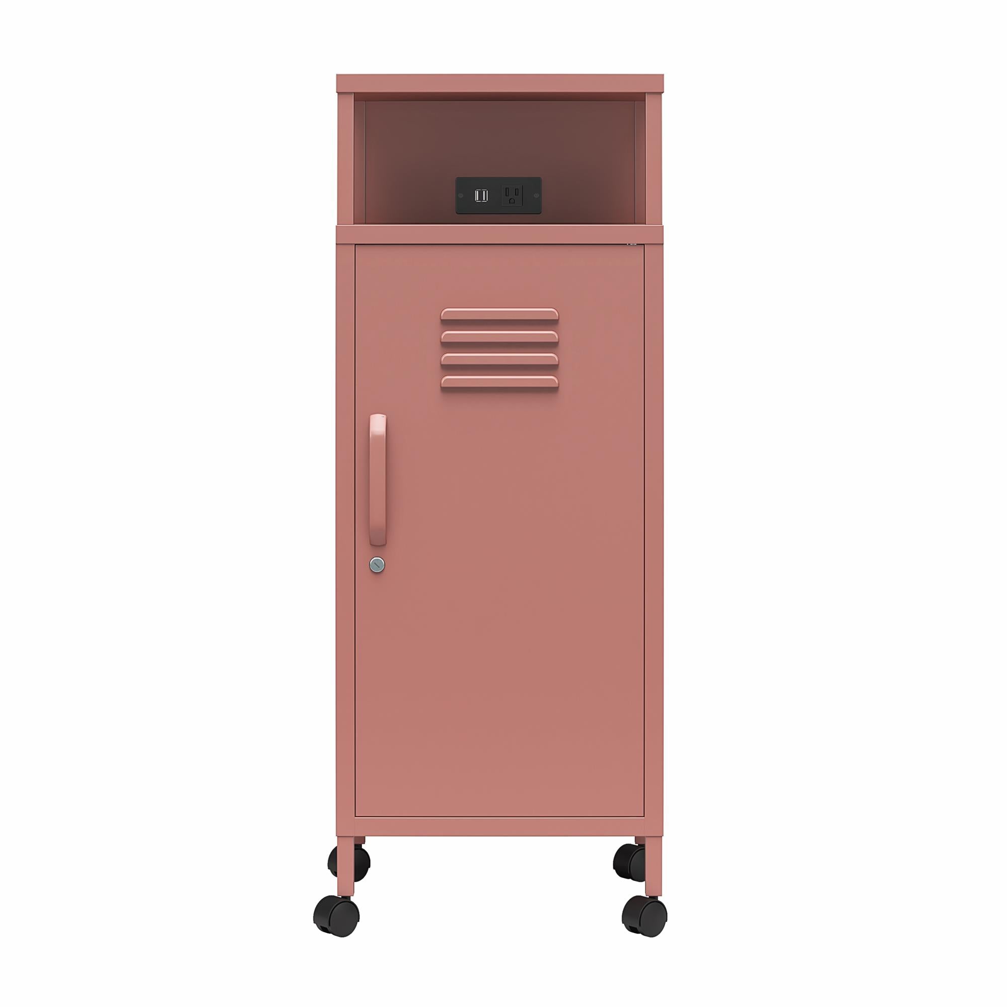 Novogratz Cache Metal Locker-Style Mobile Storage Cart - Dusty Rose