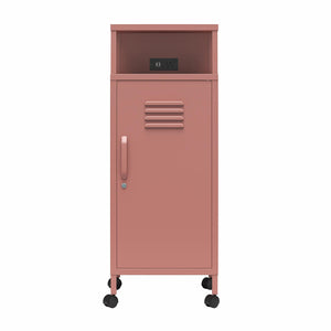 Novogratz Cache Metal Locker-Style Mobile Storage Cart - Dusty Rose