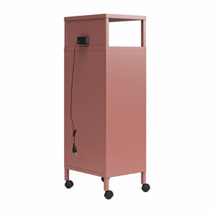 Novogratz Cache Metal Locker-Style Mobile Storage Cart - Dusty Rose
