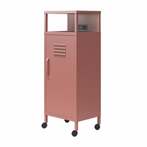 Novogratz Cache Metal Locker-Style Mobile Storage Cart - Dusty Rose
