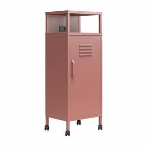 Novogratz Cache Metal Locker-Style Mobile Storage Cart - Dusty Rose