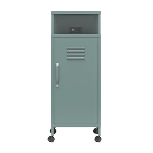 Novogratz Cache Metal Locker-Style Mobile Storage Cart - Hunter Green/Silver Pine