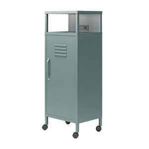 Novogratz Cache Metal Locker-Style Mobile Storage Cart - Hunter Green/Silver Pine