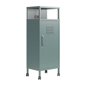 Novogratz Cache Metal Locker-Style Mobile Storage Cart - Hunter Green/Silver Pine