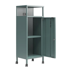 Novogratz Cache Metal Locker-Style Mobile Storage Cart - Hunter Green/Silver Pine