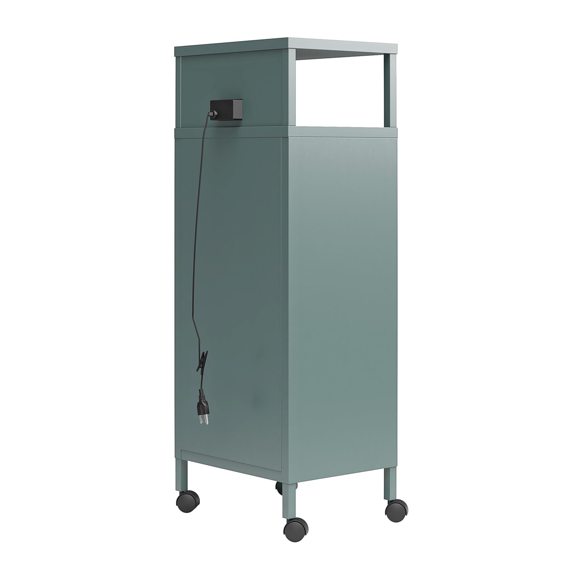 Novogratz Cache Metal Locker-Style Mobile Storage Cart - Hunter Green/Silver Pine