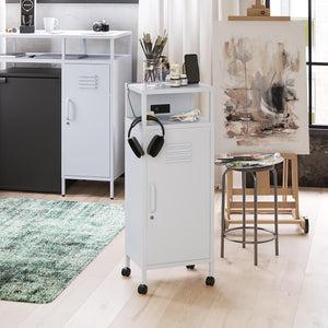 Novogratz Cache Metal Locker-Style Mobile Storage Cart - Powder Blue