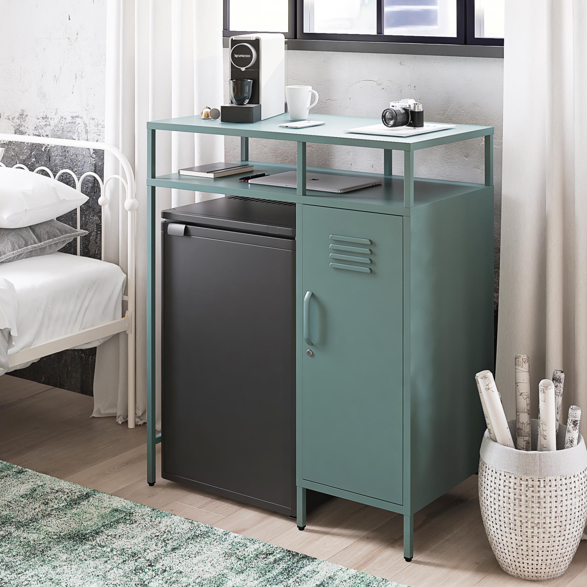 Novogratz Cache Metal Locker-Style Mini Refrigerator Organizer - Hunter Green