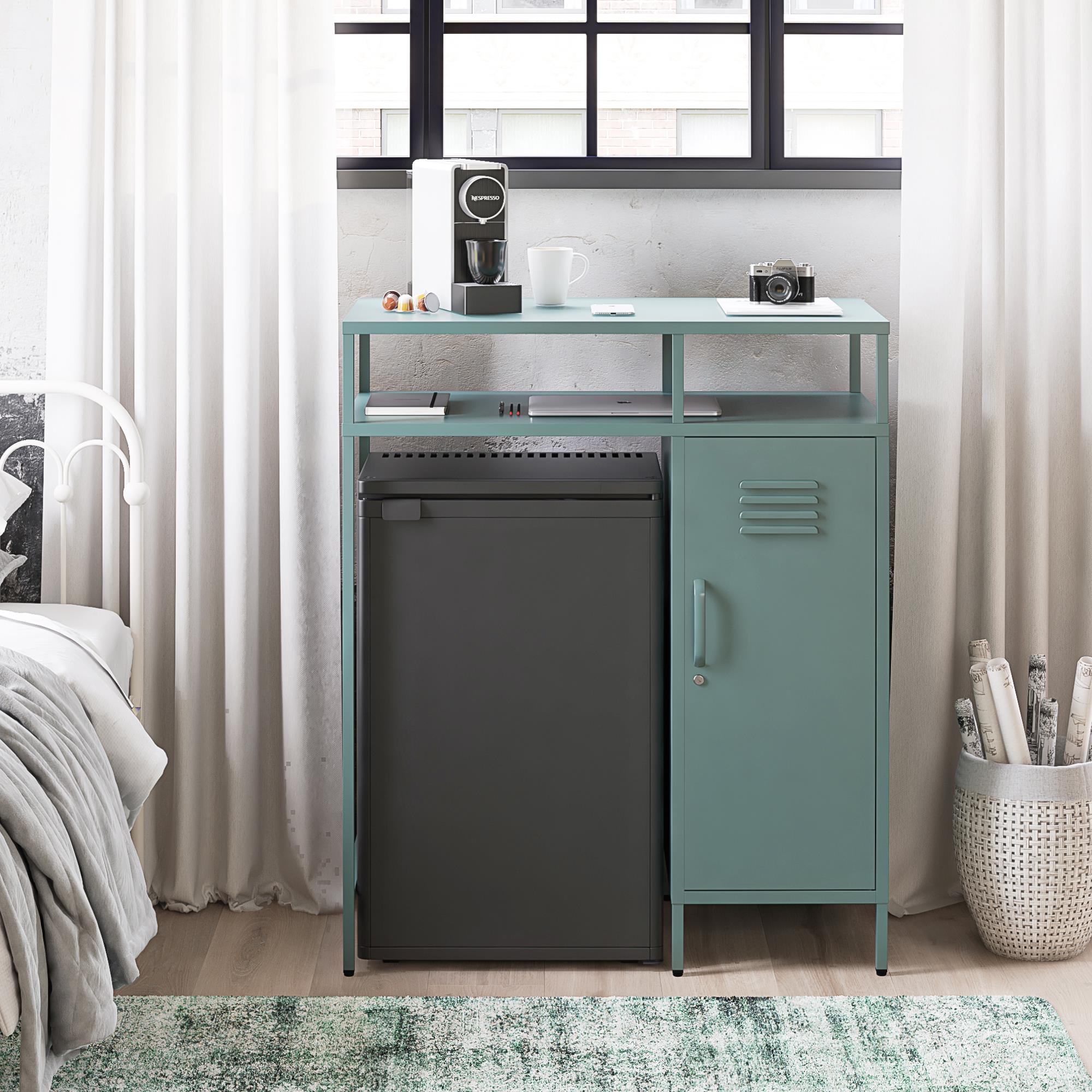 Novogratz Cache Metal Locker-Style Mini Refrigerator Organizer - Hunter Green