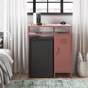 Novogratz Cache Metal Locker-Style Mini Refrigerator Organizer - Dusty Rose