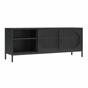 Mr. Kate Luna Metal TV Stand with Fluted Glass for 65" TVs - Black