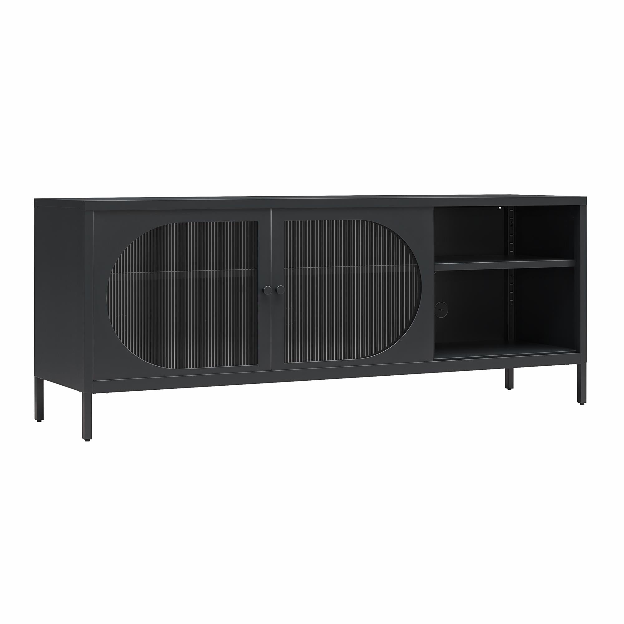 Mr. Kate Luna Metal TV Stand with Fluted Glass for 65" TVs - Black
