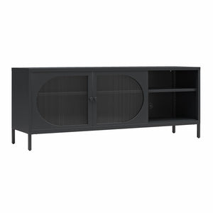 Mr. Kate Luna Metal TV Stand with Fluted Glass for 65" TVs - Black