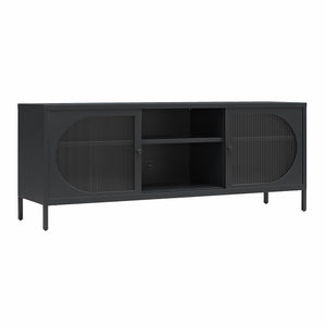 Mr. Kate Luna Metal TV Stand with Fluted Glass for 65" TVs - Black