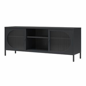 Mr. Kate Luna Metal TV Stand with Fluted Glass for 65" TVs - Black