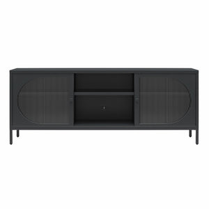 Mr. Kate Luna Metal TV Stand with Fluted Glass for 65" TVs - Black