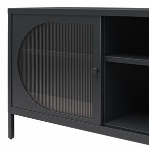 Mr. Kate Luna Metal TV Stand with Fluted Glass for 65" TVs - Black