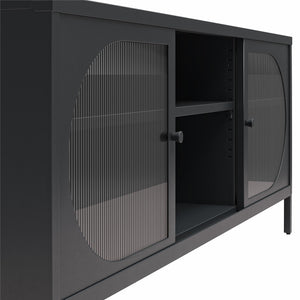 Mr. Kate Luna Metal TV Stand with Fluted Glass for 65" TVs - Black