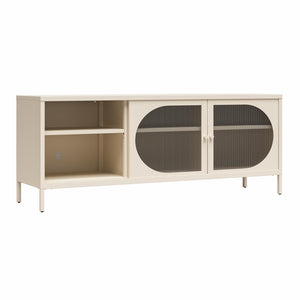 Mr. Kate Luna Metal TV Stand with Fluted Glass for 65" TVs - Parchment