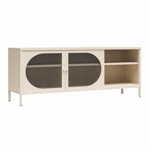 Mr. Kate Luna Metal TV Stand with Fluted Glass for 65" TVs - Parchment