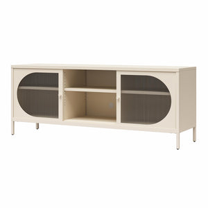 Mr. Kate Luna Metal TV Stand with Fluted Glass for 65" TVs - Parchment