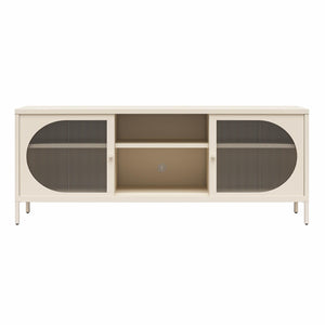 Mr. Kate Luna Metal TV Stand with Fluted Glass for 65" TVs - Parchment