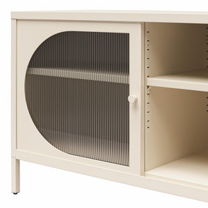 Mr. Kate Luna Metal TV Stand with Fluted Glass for 65" TVs - Parchment